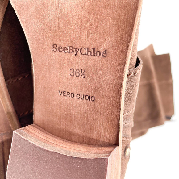 See By Chloe Dasha Boots Over the Knee Brown Suede Studded 36.5 / 6.5 - Picture 9 of 11